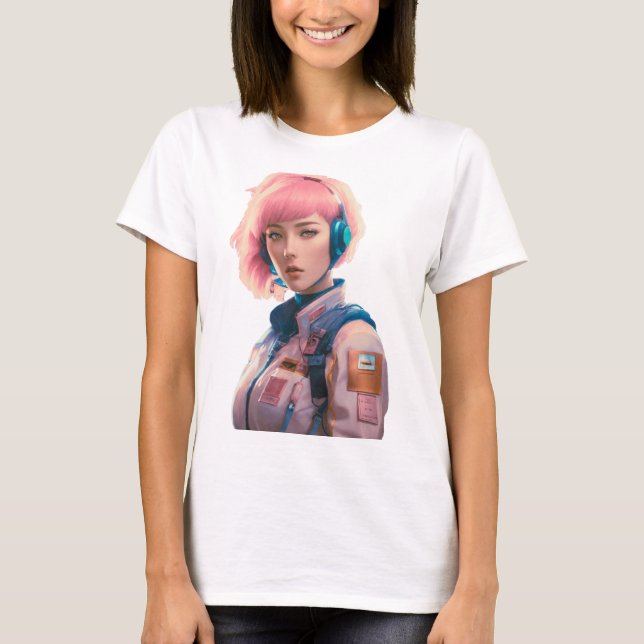 Camiseta Mulher no estilo de ficção científica (Frente)
