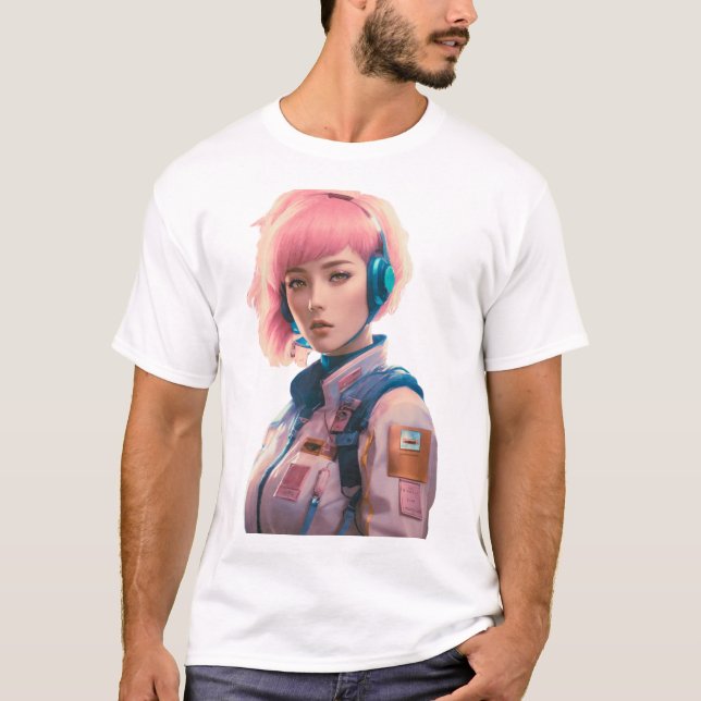 Camiseta Mulher no estilo de ficção científica (Frente)