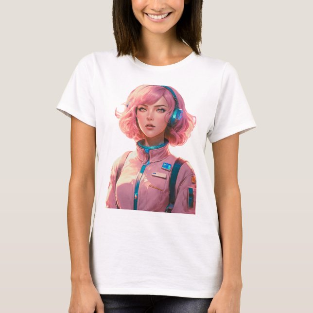 Camiseta Mulher no estilo de ficção científica (Frente)