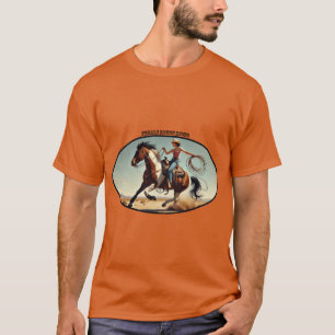 Camiseta Mulher Ocidental Cowgirl em um Cavalo com um URM d