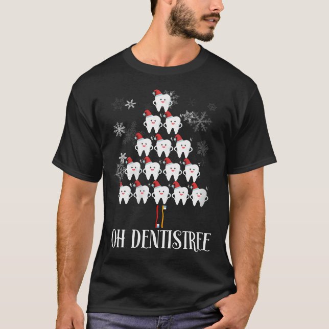 Camiseta Mulher Oh Dentistree - Engraçado Árvore de Natal (Frente)