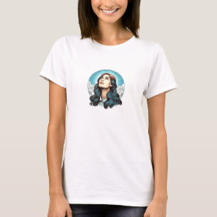 Camiseta Mulher olhando para a arte da ilustração das cores