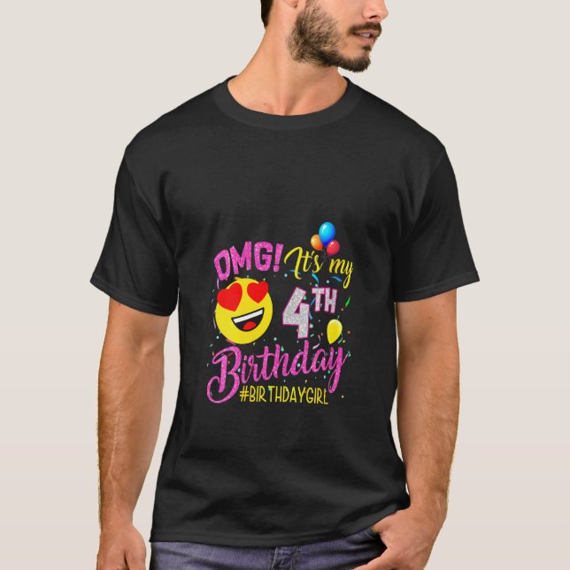 Camiseta Mulher Omg É minha 4ª garota de aniversário de 4 a (Frente)