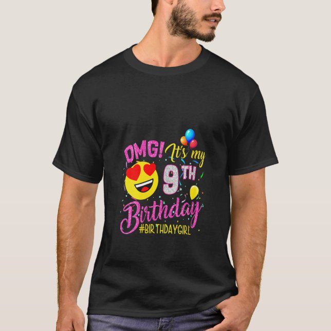 Camiseta Mulher Omg É minha 9ª garota de aniversário de 9 a (Frente)