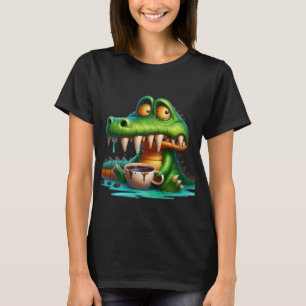 Camiseta Mulher Organizada Amante de Café Jacaré Cafeína Di