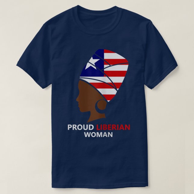 Camiseta Mulher Orgulhosa Liberiana Bandeira Libéria T-Shir (Frente do Design)