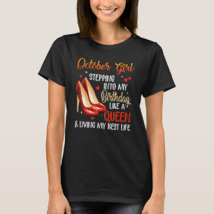Camiseta Mulher Outubro Rapariga Indo No Meu Aniversário Co