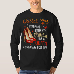 Camiseta Mulher Outubro Rapariga Indo No Meu Aniversário Co