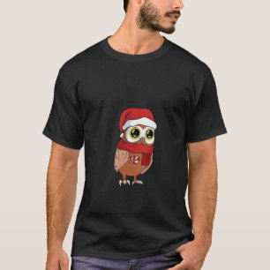 Camiseta Mulher Papai noel Coruja Bonita Presente de Natal