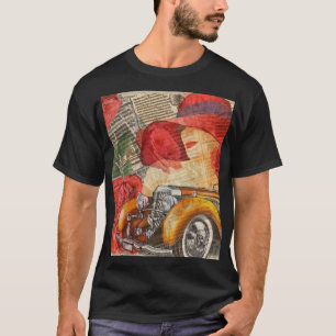 Camiseta Mulher Parisiense: Retro Torre Eiffel.