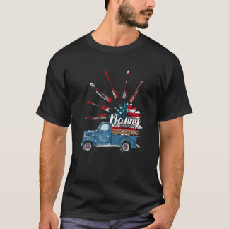 Camiseta Mulher Patriótica 4 de julho Nanny Truck Sunflower