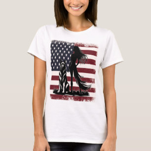 Camiseta Mulher Patriótica e Espírito German shepherd Unido