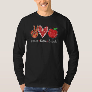 Camiseta Mulher Paz Amor Almoçar Almoço Engraçado Senhora A