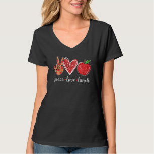 Camiseta Mulher Paz Amor Almoçar Almoço Engraçado Senhora A