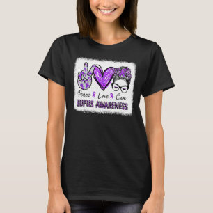 Camiseta Mulher Paz Amor Cura Mensagem Bun Leopard Lupus Aw