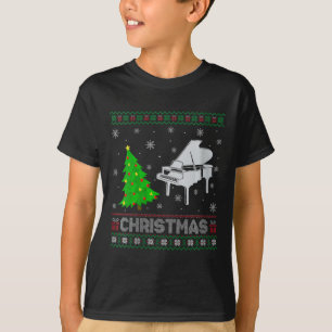 Camiseta Mulher Piano Xmas Tree Lighting Feia De Natal