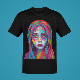 Camiseta Mulher Pintada na Design de Arte Gráfica Desespera