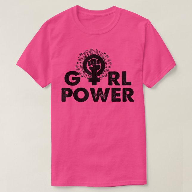 Camiseta Mulher Poder Feminismo, Unir Slogan Flor Tee, Mulh (Frente do Design)
