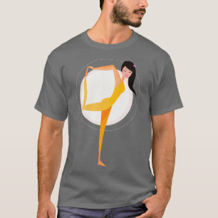 Camiseta Mulher praticando Yoga excercise Vetor Illustratio