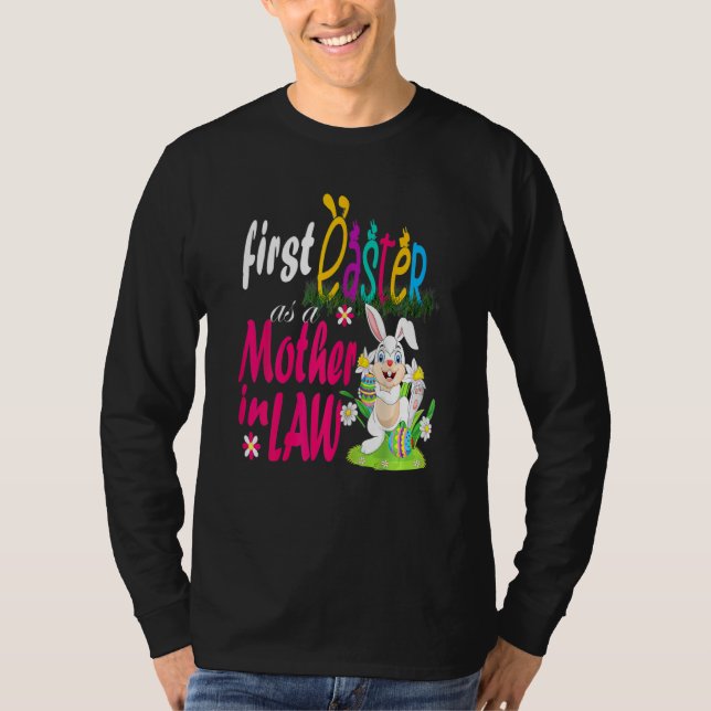 Camiseta Mulher Primeira Páscoa Como Mãe Em Direito Coelhin (Frente)