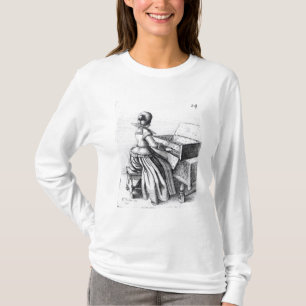 Camiseta Mulher que joga em um teclado, 1635