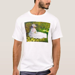 Camiseta Mulher que lê Claude Monet