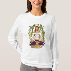 Camiseta Mulher que senta-se na posição de lótus,