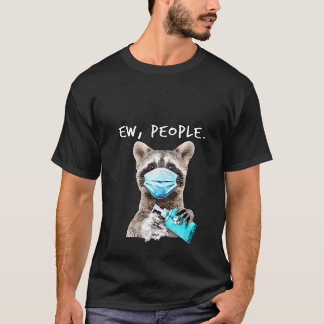 Camiseta Mulher Raccoon Ew Pessoas Panda Vestindo Fac (Frente)