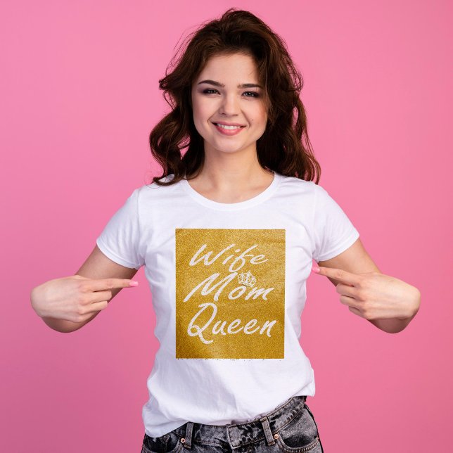 Camiseta Mulher rainha da mãe | script de brilho do ouro (Criador carregado)