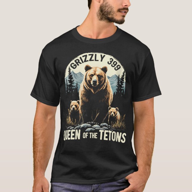 Camiseta Mulher Rainha Dos Tetons Grizzly 399 Amantes De Ur (Frente)