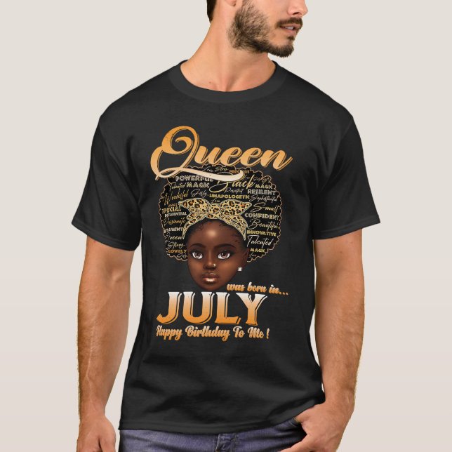 Camiseta Mulher Rainha Era Nascer Em Julho Feliz Aniversári (Frente)