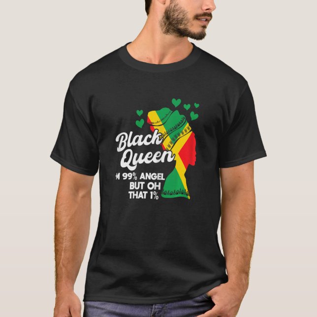 Camiseta Mulher Rainha Negra Sou 99 anjo, mas aquele 1 Q Ne (Frente)