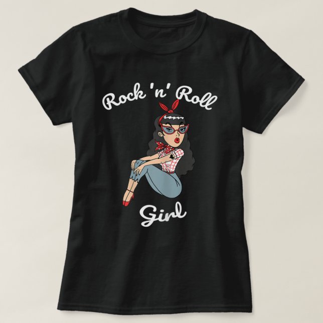 Camiseta Mulher: Rapariga Rockabilly Vintage Retro Grl P (Frente do Design)