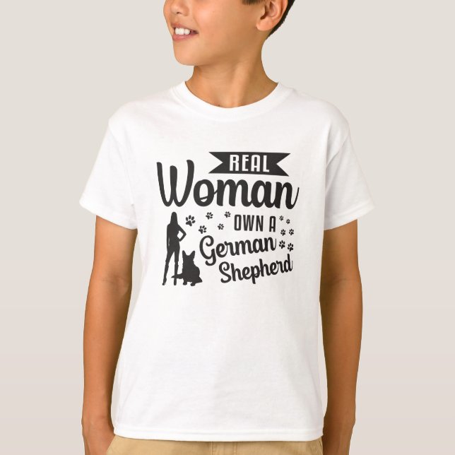 Camiseta Mulher Real Possui Cães German shepherd Engraçados (Frente)