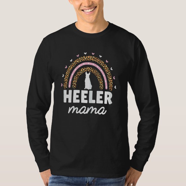 Camiseta Mulher Red Blue Heeler Mama Leopard Rainbow Austra (Frente)
