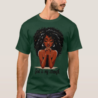 Camiseta Mulher Rezando Deus é minha força