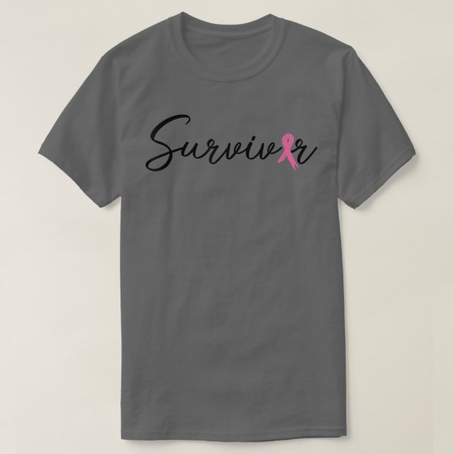 Camiseta Mulher rosa Sobrevivente Cancer Sensibilização (Frente do Design)