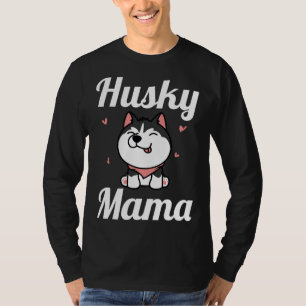 Camiseta Mulher Rouco Mama Cute Siberian Husky Mãe Cachorro