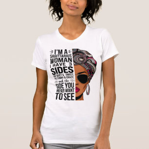 Camiseta Mulher Sagitário com Três Lados Engraçado T-Shirt