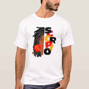 Camiseta Mulher Scorpio Girl Afro Bloqueia Menina Zodíaca S