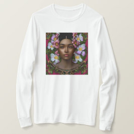 Camiseta Mulher Serena Afro-Americana com Flores