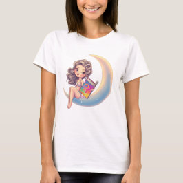 Camiseta Mulher sexy LGBTQ sentada na lua