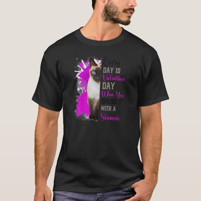 Camiseta Mulher Siamesa Cat Mãe Dia de os namorados Cat Mam (Frente)