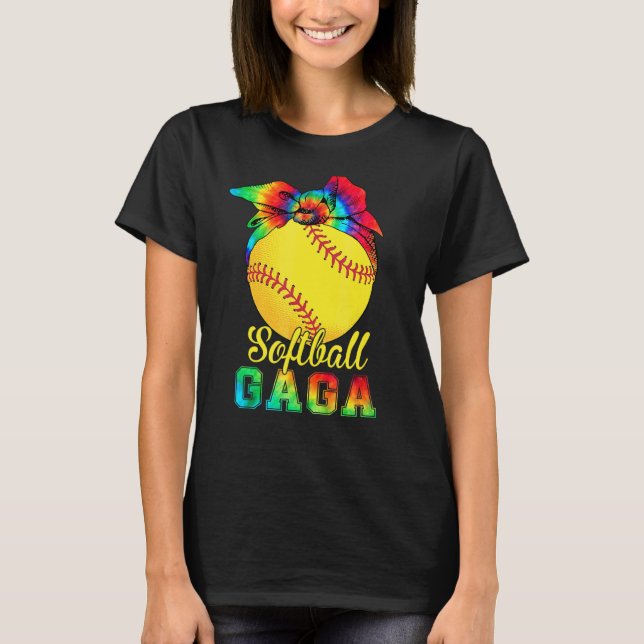 Camiseta Mulher Softball Gaga Tie Dye Softball da Mãe (Frente)
