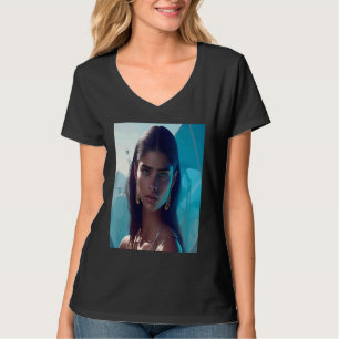 Camiseta Mulher Sonhadora Azul Mar Oceano Brinco Dourado Ol
