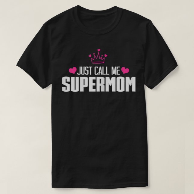 Camiseta Mulher SuperMãe Coroa Coração Engraçada Mamãe Mama (Frente do Design)
