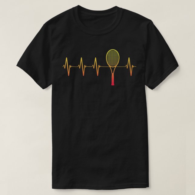 Camiseta Mulher Tênis Heartbeat Tênis Racket Funny Coração (Frente do Design)
