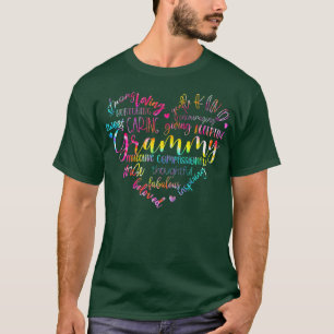 Camiseta Mulher Tie Dye Grammy Coração Engraçada Vovó Mãe