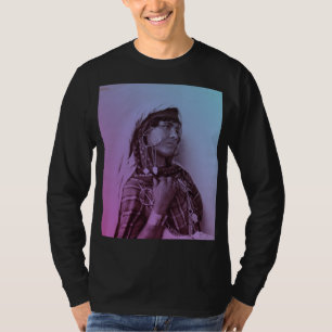 Camiseta Mulher Tradicional Tunisina do Magrebe Azul Rosa