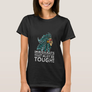 Camiseta Mulher Tribo Nativa Americana Imigrantes Brancos
